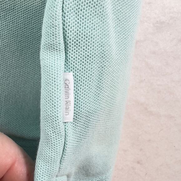 Calvin Klein Polo Shirt Men XXL All Cotton Mint Green Pockets Button Down Collar - Picture 6 of 11